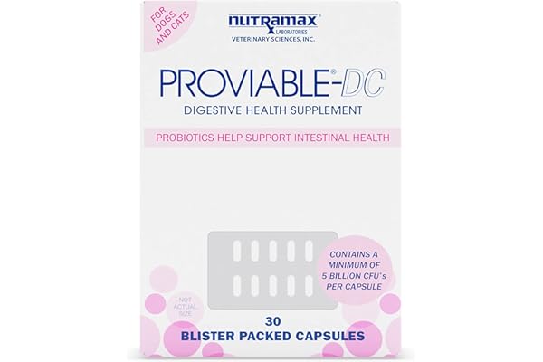 Proviable Digestive Health Supplement Multi-Strain Probiotics and Prebiotics for Cats and Dogs - With 7 Strains of Bacteria, 30 Capsules