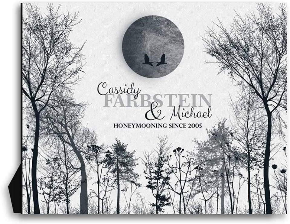 8x10 Metal Art Print - Personalized 10 Year of Tin Aluminum Honeymoon Winter Trees Couple Ten Year Wedding Gift - Deluxe Velvet Tabletop Stand & Gift Wrapping LTC-M1149