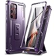 Dexnor for Samsung Galaxy S22 Ultra Case, [Built in Screen Protector and Kickstand] Heavy Duty Military Grade Protection Shockproof Protective Cover for Samsung Galaxy S22 Ultra 5G,Phantom Pruple