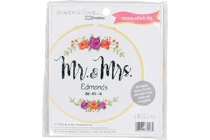 Dimensions 72-75543 Arts and Crafts Mr. and Mrs. Counted Cross Stitch Kit for Beginners, 14 Count White Aida, 6''D