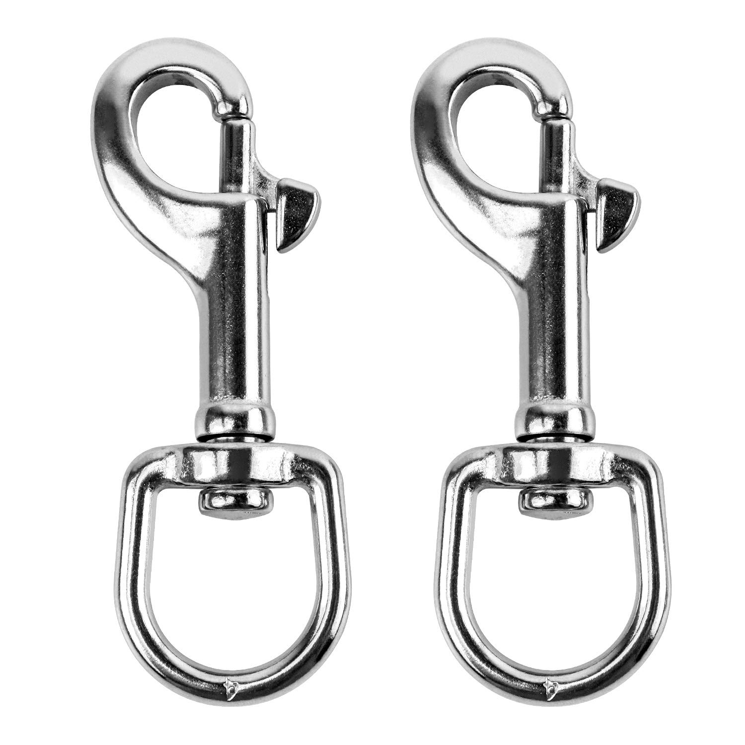 QWORK® Stainless Steel Trigger Clips Clasp with Swivel Joints for Dog Leads Keyring Carabiner, 2 Pack