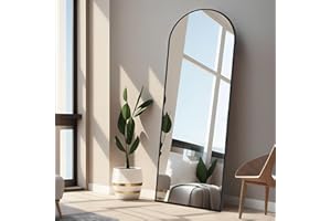 NUTTUTO Arched Floor Full Length Mirror with Metal Frame, 16"x59" Full Body Mirror Standing Hanging or Leaning Wall, for Bedroom Living Room Cloakroom, Black