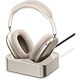 Headphone Charging Station for AirPods Max 2024 & 2020 - Magnetic Headset Charger Dock with Dual Lightning & Type-C Connectors (Starlight)