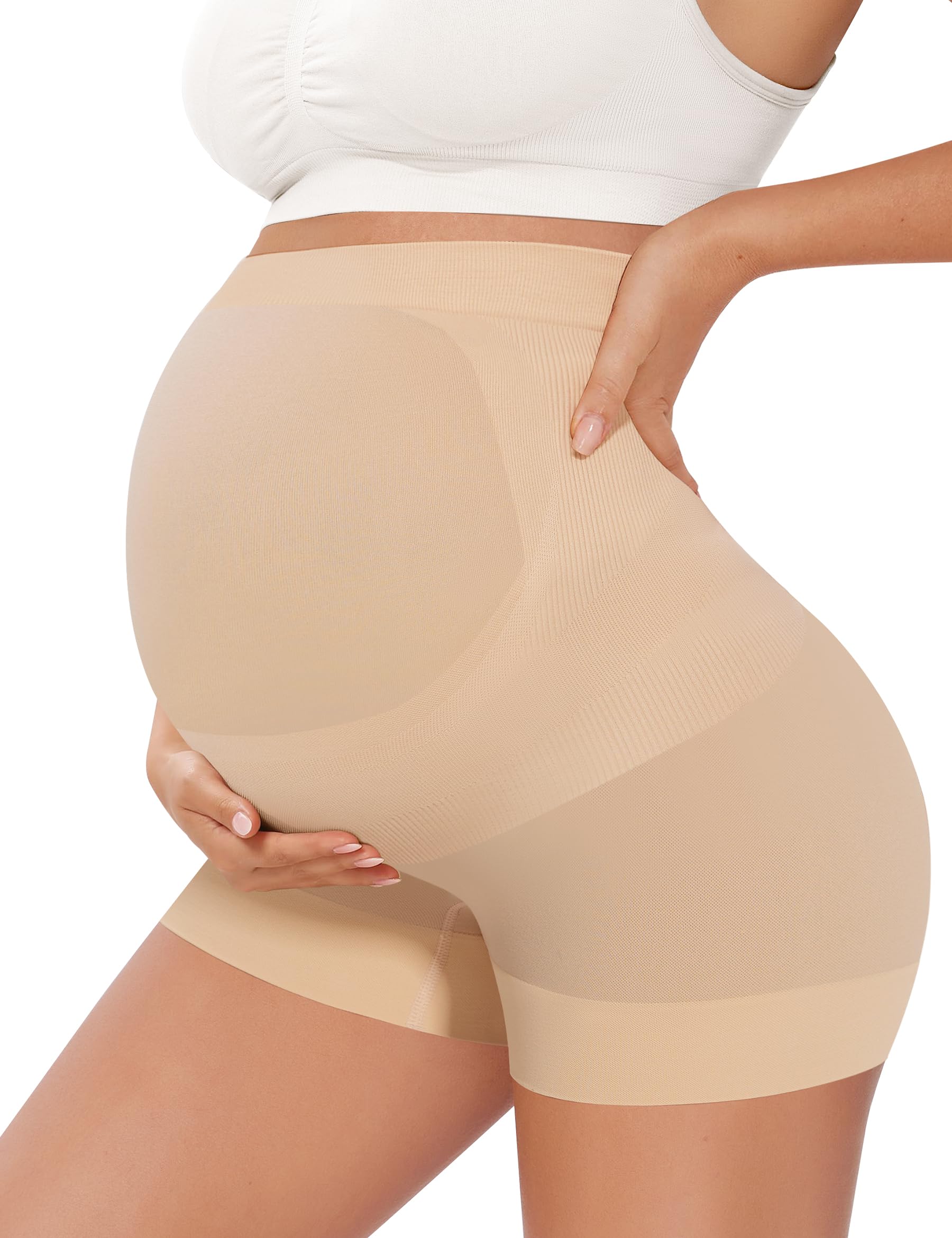 Photo 1 of Peauty Maternity Shapewear Maternity Underwear for Under Dresses Boyshorts Panties Pregnancy Must Haves Belly Support Pregnancy Shapewear Fall Baby Shower Dress Winter Clothes (Nude M)
