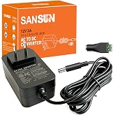 [ETL Listed] 12V 2A Power Supply Adapter, SANSUN AC120V to DC12V 5.5x2.5mm Jack Converter, 12Volt 2Amp 24W Adapter Transformer for LED Strip Lights, Surveillance Cameras, External HDD, Monitor, CCTV