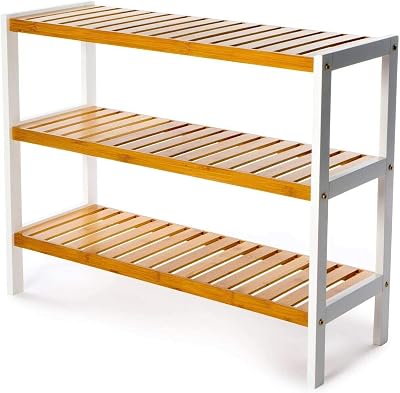 Vencier Bamboo Shoe Rack Natural 3 Tier Easy Assembly Large Capacity