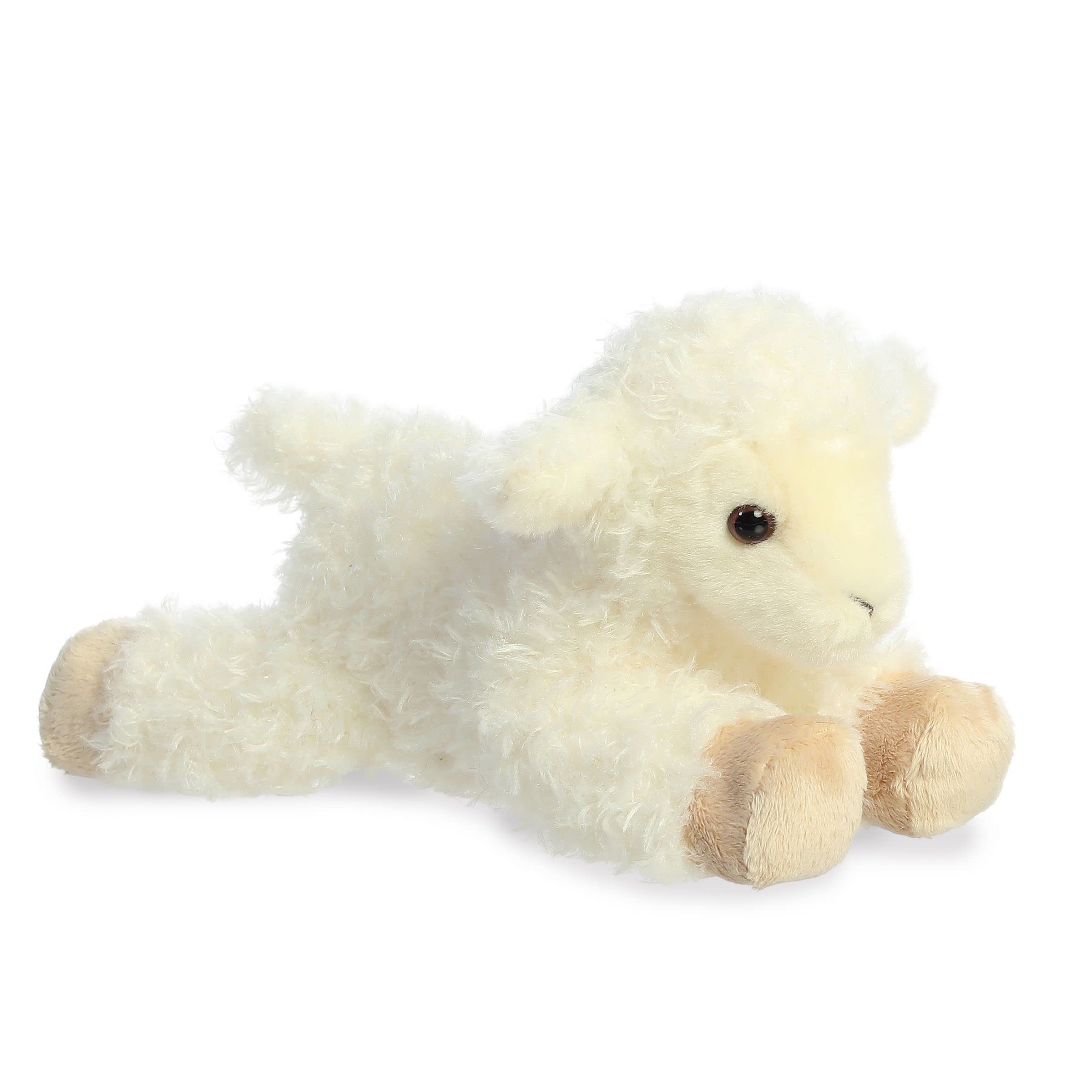 Aurora® Adorable Mini Flopsie™ Luna Lamb™ Stuffed Animal - Mini Companions Ready for Playful Adventures - for Kids All Ages, Toddlers, Adults, and Families - White 8.5 Inches