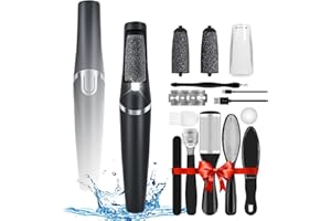 DONGXW Electric Foot Callus Remover, 15 in 1 Rechargeable Foot File Waterproof Foot Scrubber File Pedicure Tools, Professional Pedicure Kit Feet Care for Dead Skin Women Men Travel, Black