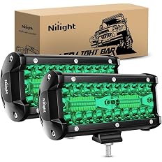 Nilight 6.5 Inch LED Light Pods 2 PCS 120 W Green | Triple Row Design, Flood Spot Combo Beam Off Road Driving Fog Fishing Hun
