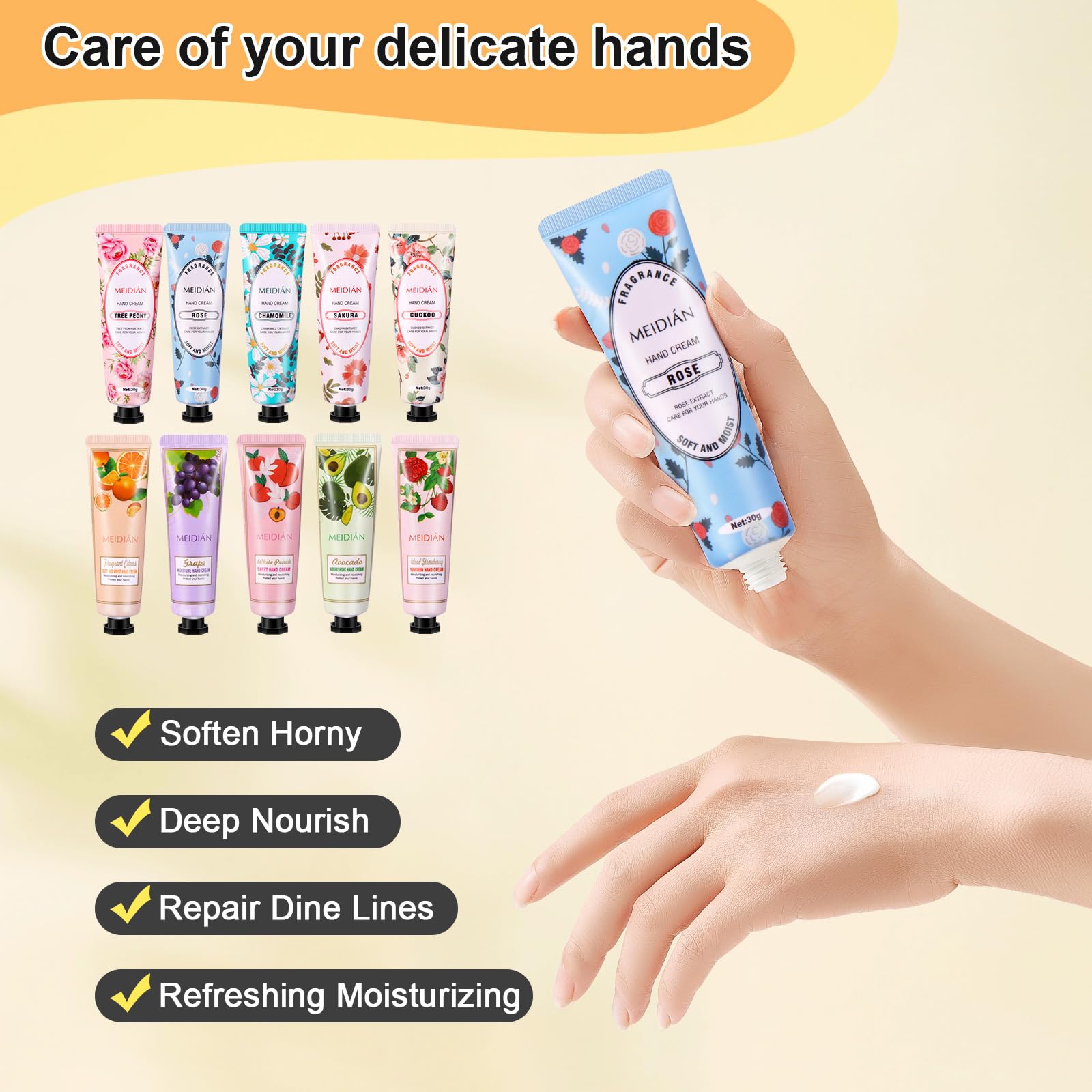 OFUN 40 Pack Hand Cream Gift Set for Women Mini Hand Care Lotion Travel Size for Dry Cracked Hand Plant Fragrance Hand Care Moisturizing Cream for Christmas Mother's Day Valentine's Day (40 Pack)