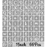 BAMIDELE 1 Inch Alphabet Letter Stencils for Painting, 66 Pcs Reusable Plastic Calligraphy Letter Stencils and Numbers Template Kit for Painting on Wood, Chalkboard, Fabric, Door Porch, Wall Art