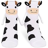 Dalycro Magnetic Holding Hands Socks –Funny Cow Animal Socks That Hold Hands Friends Gifts for Women Teen Girls Kids Birthday