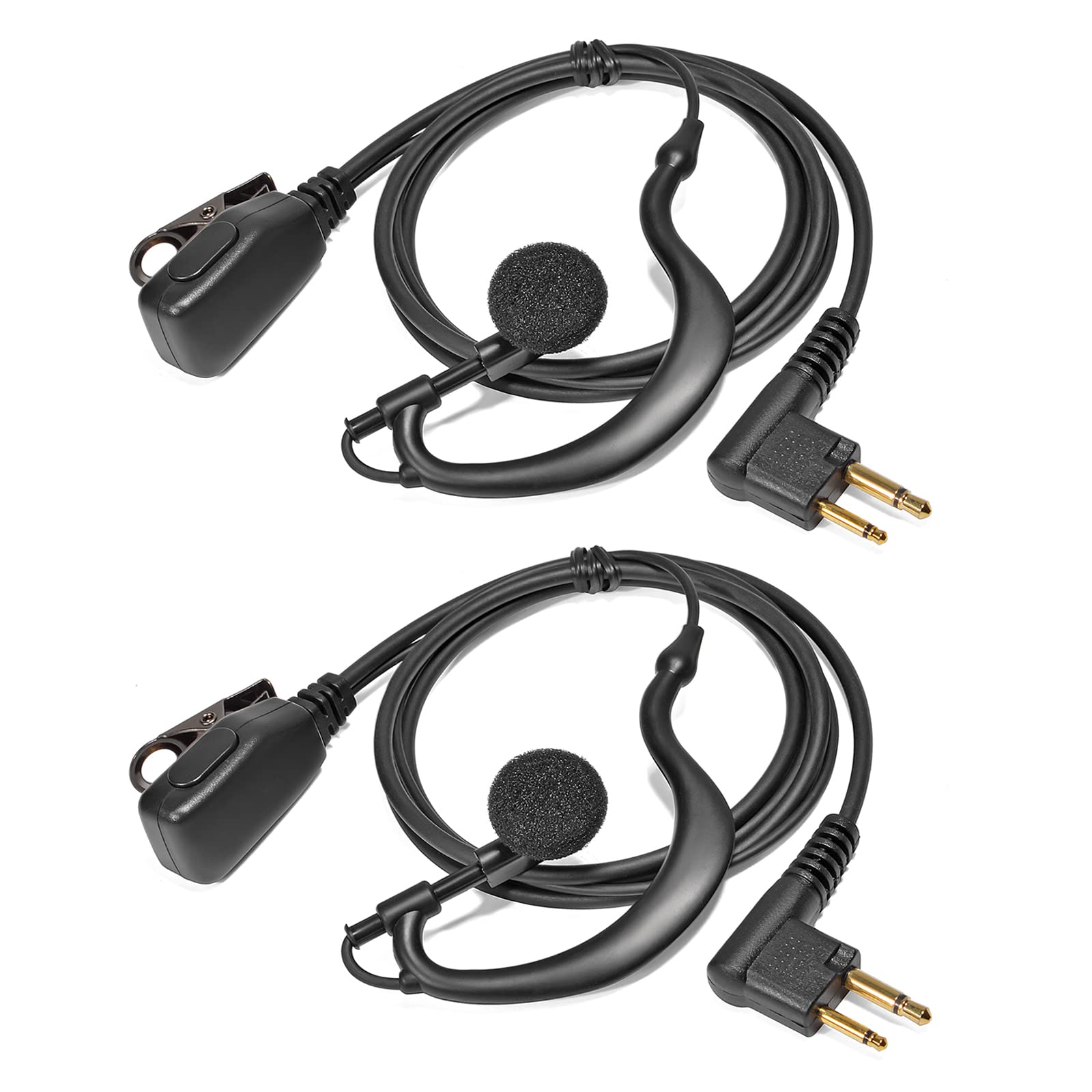 HYSHIKRA Walkie Talkie Earpiece Headset Compatible with Motorola CP040 DP1400 GP88 GP300 Radio, G-Shape, PTT with Microphne (2 Pack)