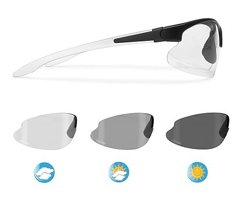 BERTONI Photochrome Radbrille Sonnenbrille Scheibentönung Antibeschlag – Ski - Radfahren - Laufen - Golf by Italy – F301B Aut