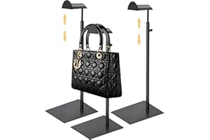 Royxen 3 Pack Handbag Rack Stainless Steel with Adjustable Height, Purse Display Stand, Black