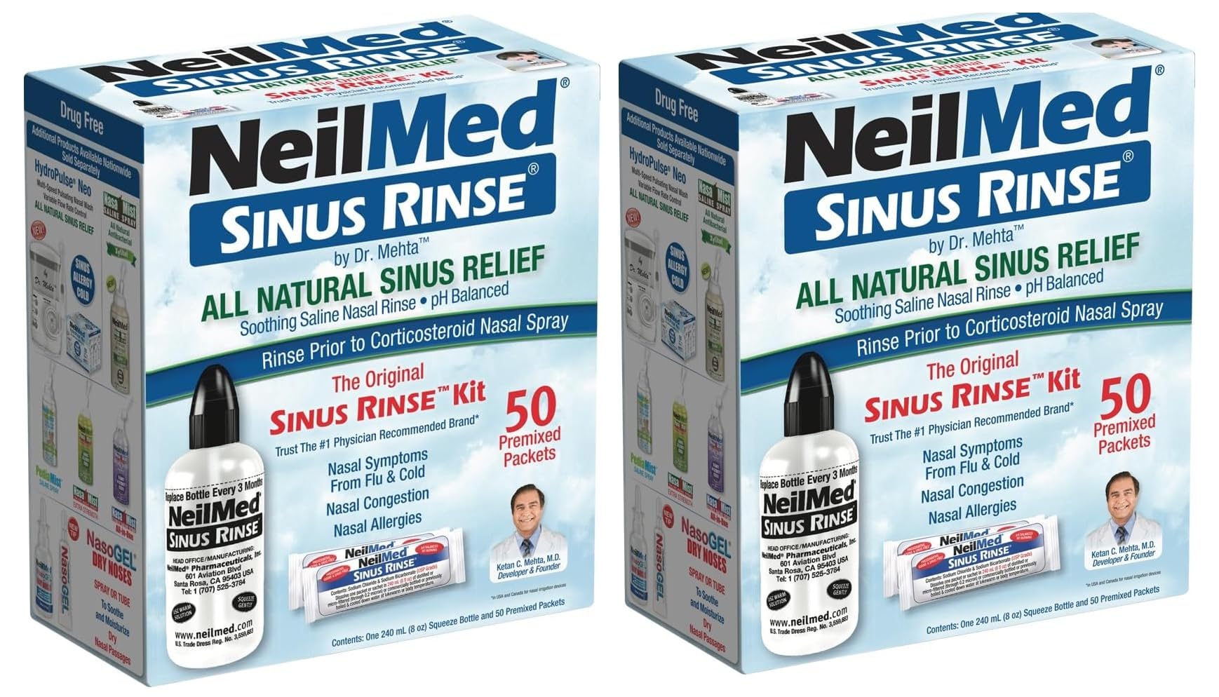 Photo 1 of NeilMed Sinus Rinse - A Complete Sinus Nasal Rinse Kit, 50 Count (Pack of 2)