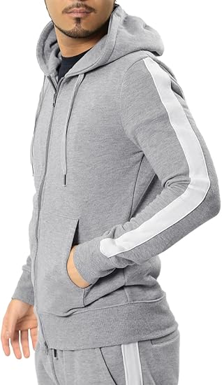 Amazon Jiggys Shop ジップパーカー メンズ スウェット パーカー 春服 無地 薄手 細身 スリム サイドライン トレーナー パーカー 通販