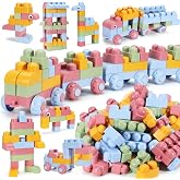 Mega Blocks for Toddlers 1-3 Big Soft Building Blocks 47 Pcs | Large Construction Stacking Block Toys Toddler Building Sets Improve Imagination Creativity Hands-on Ability