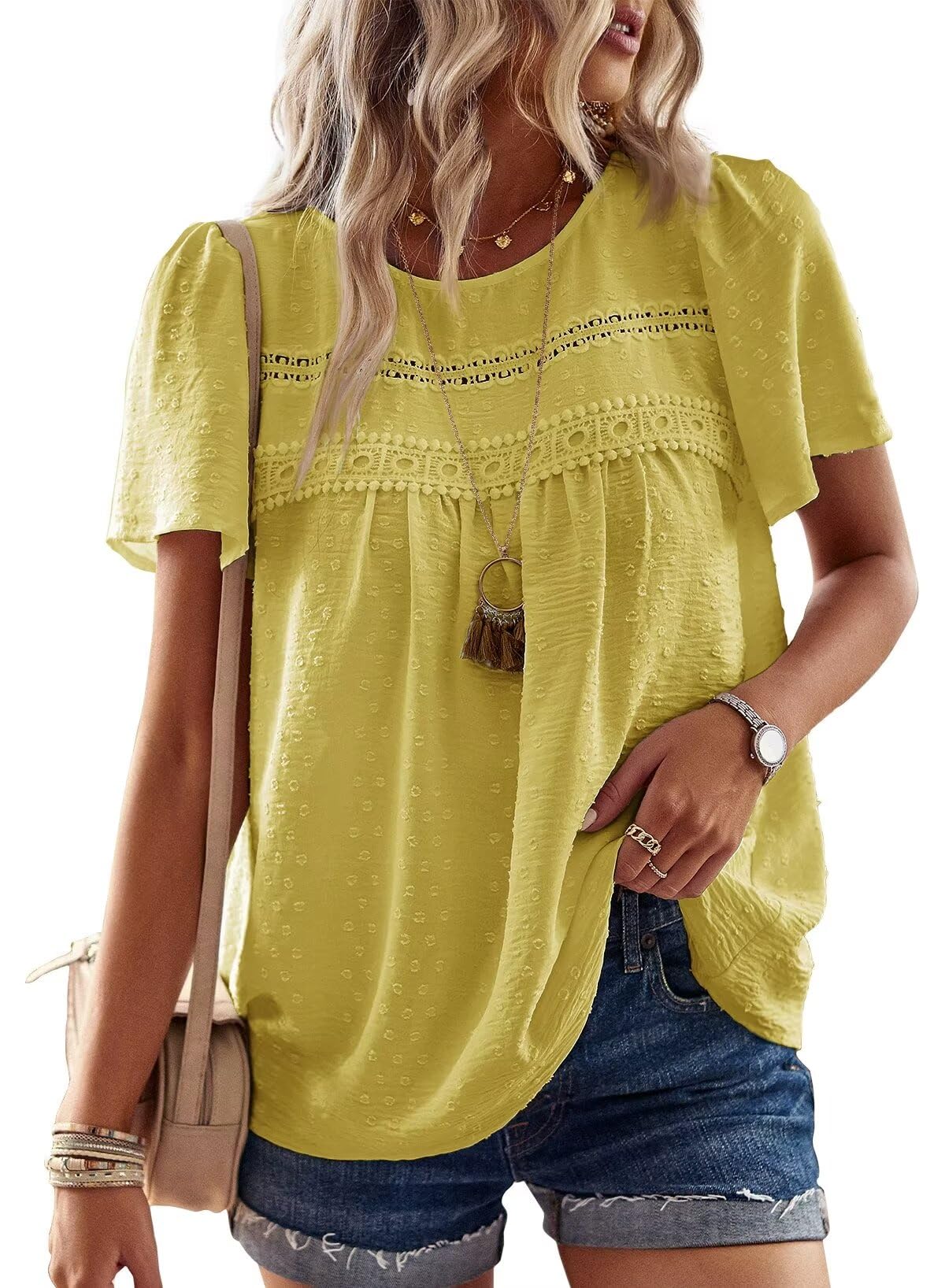 Falechay Summer Tops for Women 2025 Darker Yellow
