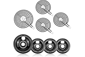 Electric Stove Burner Drip Pans WB31M19(8”) WB31M20(6”) Electric Stove Top Burner Replacement WB30M1(6") WB30M2(8") Compatible for G-E Hot-point Ken-more General Electric Stove Parts by MIFLUS