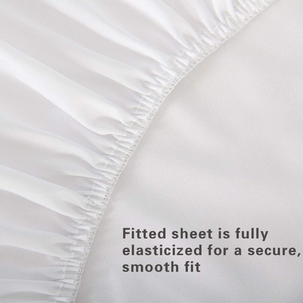 Bedecor Fitted Sheet Fit Air Bed Crinkle-Free Deep Pocket up to 21 inch White Queen Size