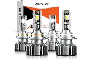 ENJOYAKOM LED Headlight Bulbs Compatible for Honda Civic 2004 2005 2006 2007 2008 2009 2010 2011 2012 2013 2014 2015, 9005 9006 High Low Beam Light Bulbs, 6500K White, Plug and Play, Pack of 4