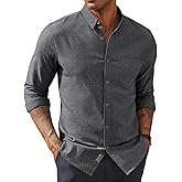 PJ PAUL JONES Mens Classic Fit Linen-Cotton Shirt Button Down Long Sleeve Casual Business Shirts