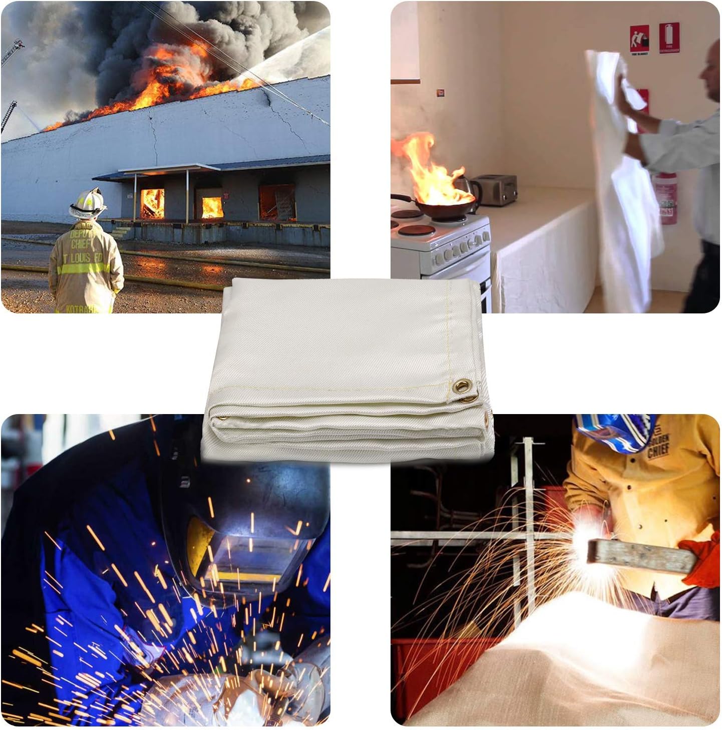 OASD 8X8FT 950GSM Heavy Duty Welding Blanket Welding Fireproof Retardant Blanket Horizontal & Vertical Welding 1300°C Maximum Thermal Protection Resistant for Heat Shield: Home Improvement