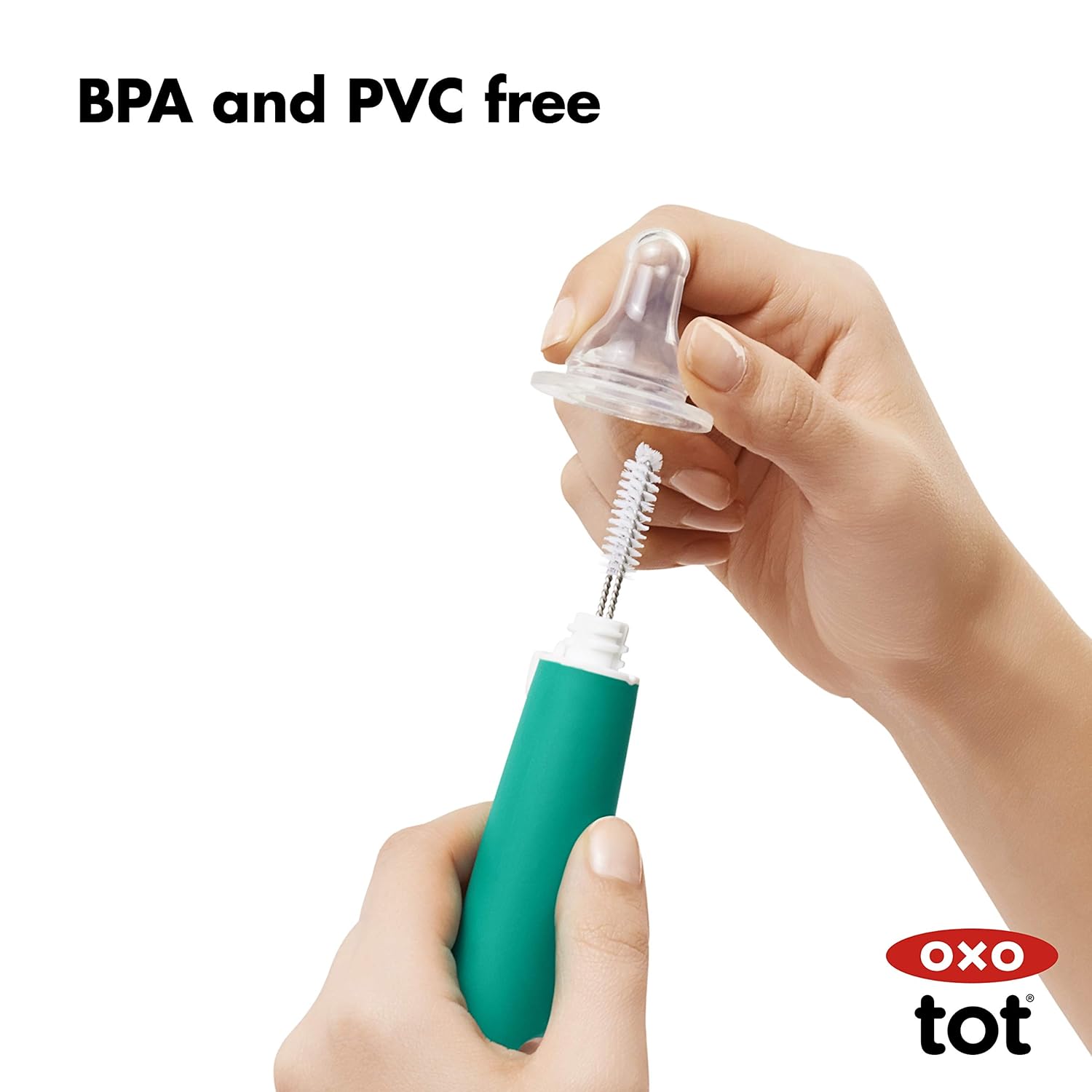 OXO Tot Bottle Brush with Nipple Cleaner and Stand, Teal : Baby