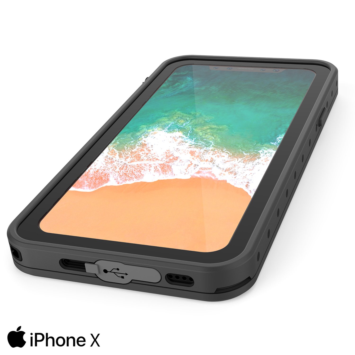 iPhone X Waterproof Case, Punkcase [StudStar Series] [Slim Fit] [IP68 Certified] [Shockproof] [Dirtproof] [Snowproof] Armor Cover for Apple iPhone Ten [Black]