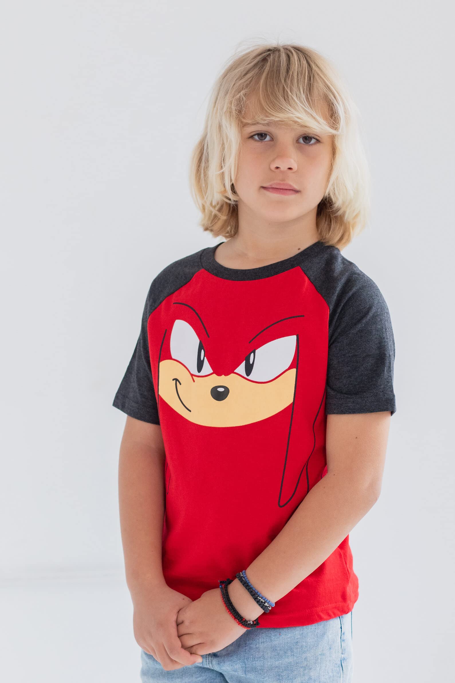 SEGA Sonic The Hedgehog 3 Pack Raglan T-Shirts Toddler to Big Kid Sizes (2T - 18-20)