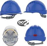 JSP EVO2 Safety Helmet Hard Hat Blue Ventilated Slip Ratchet Adjustment EN397 view 2