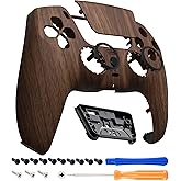 eXtremeRate Luna Redesigned Wood Grain Front Shell Touchpad Compatible with ps5 Controller BDM-010 020 BDM-030 040 050, DIY Replacement Faceplate Custom Touch Pad Cover Compatible with ps5 Controller