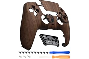 eXtremeRate Luna Redesigned Wood Grain Front Shell Touchpad Compatible with ps5 Controller BDM-010 020 030 040 050, DIY Repla