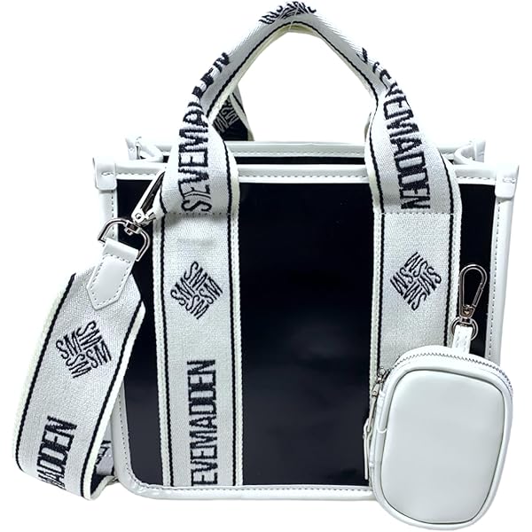 Steve Madden BWEBBER Convertible Tote Bag (Black/Cream