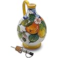 Italian Ceramic Olive Oil Dispenser Bottle XL Size - Hand Painted Oil Cruet Lemon Design for Kitchen - Made in ITALY Tuscany - Italian Pottery - 14 Oz