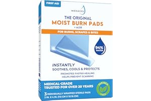 Medagel The Original Moist Burn Pad - Hydrogel Healing Pads, Soothing & Moist Skin Care Patch for Burns & Wounds, 3” x 4” Dressing