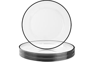 BESTSTAR 12 Inch Disposable Decor Charger Plates, 25 Pack Plastic Clear Plates with Gold Rim, Perfect Table Decor for Party, 