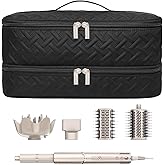 ARLMEGOR Double-Layer Travel Carrying Case for Revlon One-Step Hair Dryer Brush Volumizer Styler Shark FlexStyle Attachment Portable Storage Organizer Bag Hair Tools Travel Bag (Black)