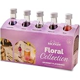 Monin - Gourmet Flavorings Floral Collection, Great for Cocktails, Lemonades, Teas, &amp; Sodas, Gluten-Free, Dairy-Free, (Violet, Lavender, Rose, Hibiscus, &amp; Elderflower) | 50 ml Per Bottle
