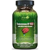 Irwin Naturals Testosterone UP RED with Nitric Oxide Booster | 60 Softgels | Male Vitality &amp; Performance with LJ100 Tongkat Ali + L-Citrulline | Men's Wellness Supplement | 60 Liquid Soft-Gels