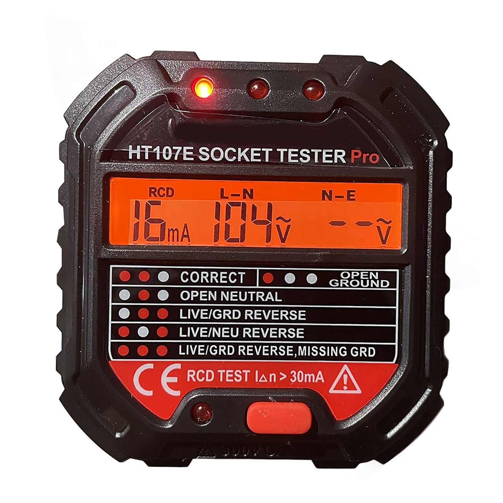 Outlet Tester with LCD Display, Receptacle Socket Tester Circuit Analyzer, Polarity Detector Leakage Tester Electricity Line Fault Checker, UK Plug 90‑250V