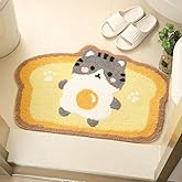 Molesun Cute Bath Mats Toast, Soft and Absorbent Microfiber Bath Rugs, Non-Slip Shaggy Shower Carpet, Machine Wash Dry, Soft Shower Rugs for Bathroom Floor, Tub and Shower, 18 x 26, Cat