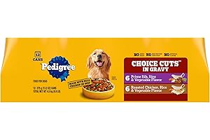 Pedigree Choice Cuts in Gravy Adult Canned Soft Wet Dog Food, Prime Rib & Chicken, 13.2 oz. Cans (12 Count, Pack of 1)