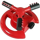 Chapin 3 Arm Rotary Sprinkler, Red, Up to 40 ft Coverage, Lawn Sprinkler, Small Area Yards and Garden Watering