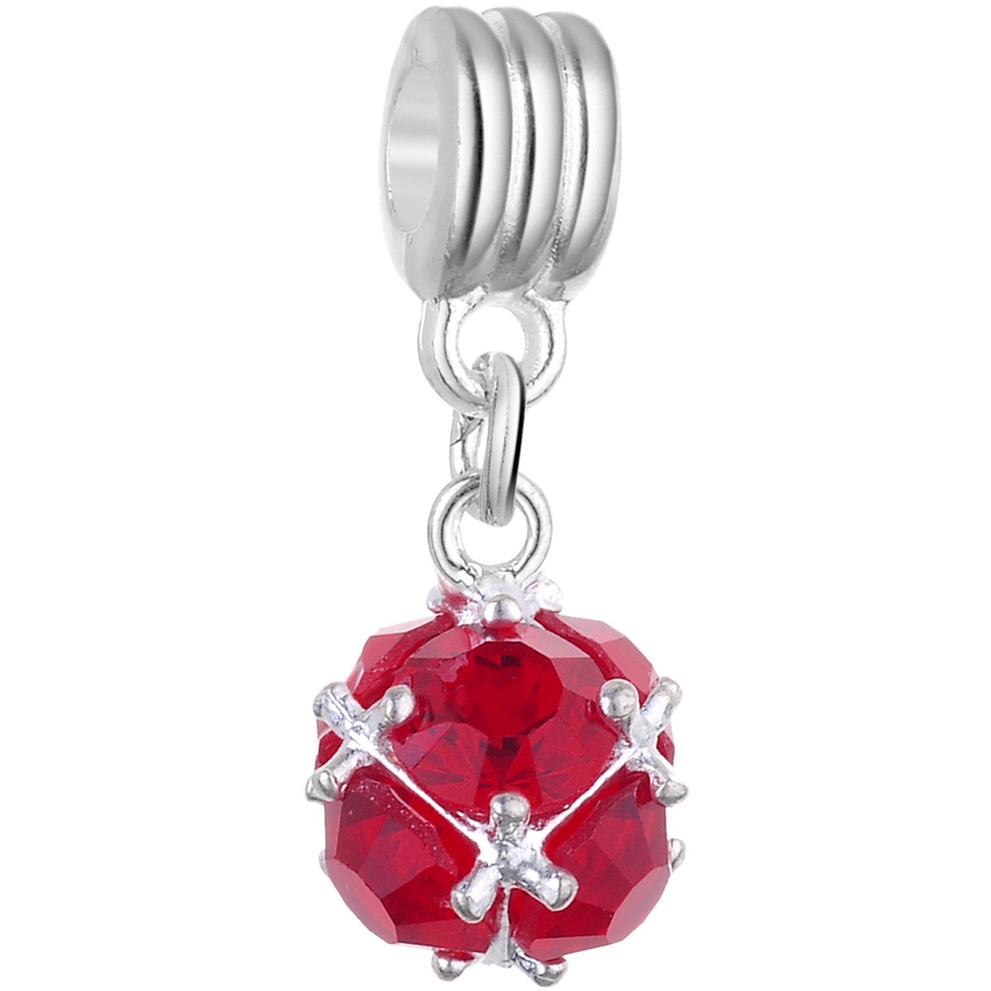 RUBYCA Red Crystal Ball Dangle Silver Charms Pendant Beads for Jewellery Making Crafting Supplies (10pcs, Light Siam Red) — image 1