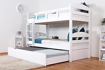 Stockbett für Erwachsene'Easy Premium Line' K10/h inkl. Liegeplatz und 2 Abdeckblenden, Kopfteil mit Löchern, Buche Vollholz 