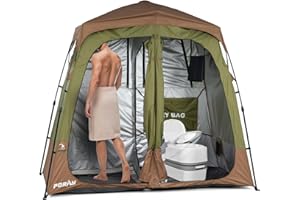 PORAYHUT Camping Shower Tent Deluxe Changing Room Easy Set Up Privacy Shelter,Large Toilet Tent with Floor Drain Design for Beach, Camping,Hiking with Stakes and Ropes for Stability