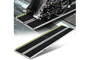 Auto Dynasty Wheelchair Ramp 10FT, Portable Folding Aluminum Wheel Chair Threshold Ramps for Home Steps Doorways, 800Lbs Capacity, 29Inch Width, Metallic/Black