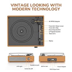Vinyl Record Player with 2 Stereo Speakers